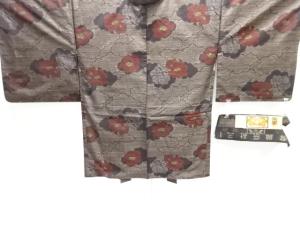 雲取りに花模様織り出し本場泥大島紬羽織